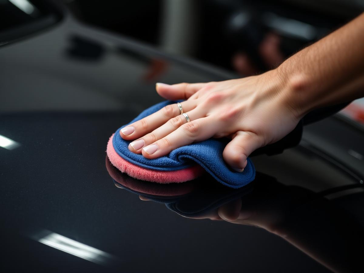 Hand polishing car bodywork